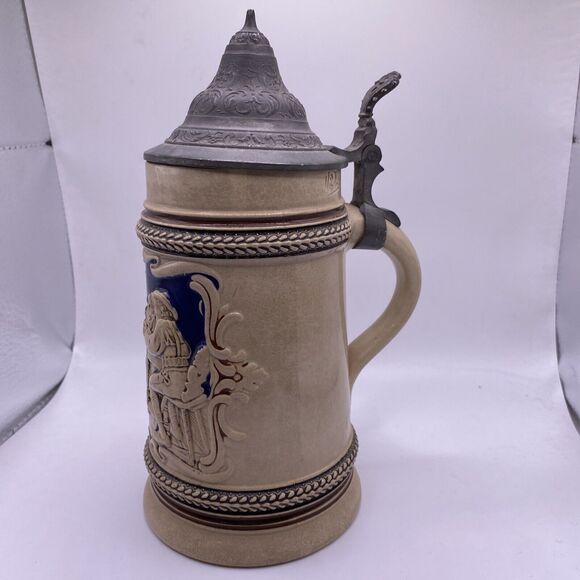 Vintage Stoneware German Beer Stein With lid 1/2L - Picture 5 of 16
